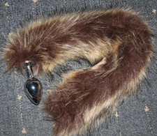 Falscher Fuchsschwanz m Metallstecker Cosplay Romantisches Spielzeug braun beige