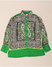 ZARA Damen Oversize Shirt Bluse UK 10 Small Grün Paisley Polyester DI62