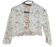 Bolero Jacke mit Spitze für Hochzeits-Cocktailkleid Größe M - Farbe weiß 