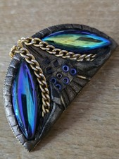 Brosche Fimo  6cm Vintage 80er Jahre 