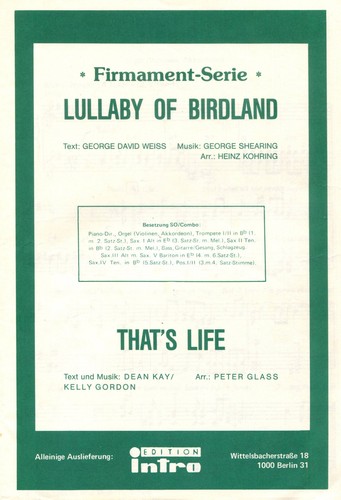 Lullaby birdland g - lullaby, (g