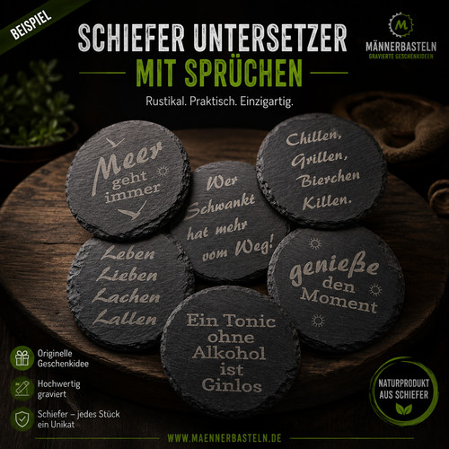 Schiefer untersetzer rund mit - schiefer,
