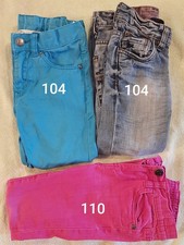 Jeans Hosen Räuber-Mix Kleinkind Mädchen 2x 104 + 1x 110 Blau Rosa
