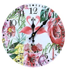 Flamingo Blumen Ananas Wanduhr