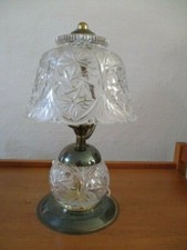 Tolle ältere Tischlampe Nachttischlampe schweres Kristallglas 38 cm