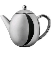 Thermoskanne silber | 1,2 Liter Edelstahl Tee- und Kaffeekanne | Doppelwandig...