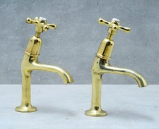 Vintage Messing Säulenarmaturen - HOHE & LANGE REICHWEITE - BELFAST SPÜLE - WASSERHAHN - SCHÄFTE