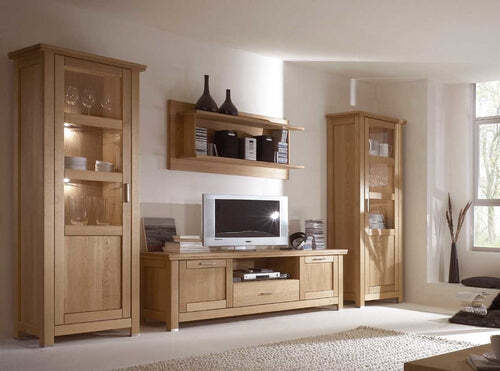 Wohnwand eiche massiv - ,