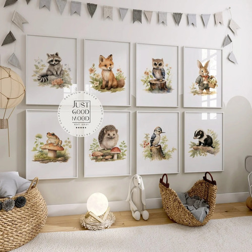 Kinderzimmer poster tiere wald - poster,