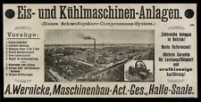 Grosse alte Werbung 1903 Eis- & Kühlmaschinen A. Wernicke Halle an der Saale