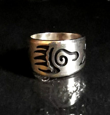 Ring Silber 925 Bandring Hopi Indianer bear claw waves handgesägt 18 mm 8,7g