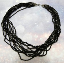 Vintage Modeschmuck Kette 50er Jahre Collier irisierende Glasperlen