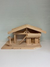 Krippe aus Holz große Weihnachtskrippe Pferdestall Scheune Handarbeit Dekoration