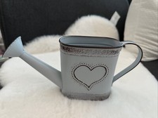 Deko Metall Gießkanne Grau Mit Herz Leicht Schmal