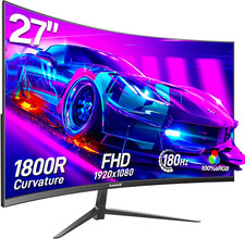 27 Zoll Curved Gaming Monitor 165Hz/ 180Hz, PC Bildschirm Full HD 1080P, Rahmenl