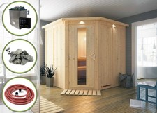 Karibu Sauna Heimsauna JARIN 196x196 cm inkl. 9 KW Ofen ext. Strg Espe Liegen