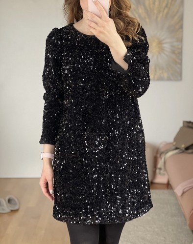 Schwarzes paillettenkleid mit - paillettenkleid,