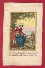 Andachtsbild Jesuskind Maria Johannes altcolorierter Kupferstich-Frehling 18.Jh