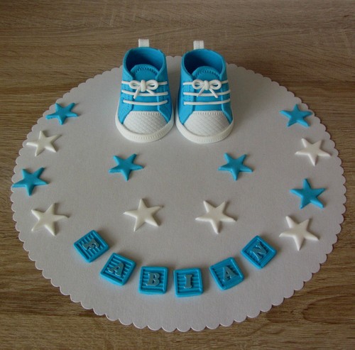 Babyschuhe fondant taufe - babyschuhe,