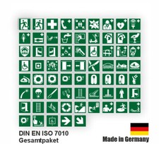 Rettungszeichen nach DIN EN ISO 7010 Aufkleber Folie Hinweis Warnung 10 - 20 cm