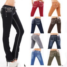 Damen Jeans Straight Hose Flap