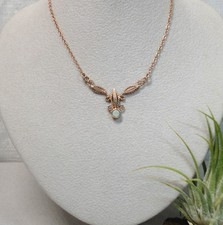 Jugendstil Kette Opal Collier Halskette Sterling Silber 925/- rosé vergoldet