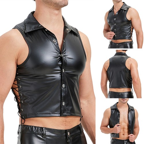 Herren kunstleder weste mit - herren,