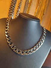 Biker Halskette Panzerkette Stark Massiv 60 Cm lang Edelstahl in Silber schwer