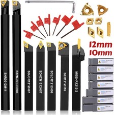 Drehmeißel Set Wendeschneidplatten Drehstahl Klemmhalter Bohrstange 12x12 10x10