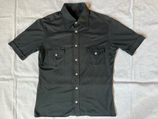 Hemd Vintage 70er Jahre, Slim Fit, Herren, schwarz, kurzarm, Gr. ca. 39 bzw M/L