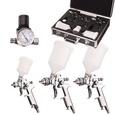 Profi Satz Farbspritzpistole Lackierpistole Düse 1,4 + 1,7 MINI 0,8 Luftregler 