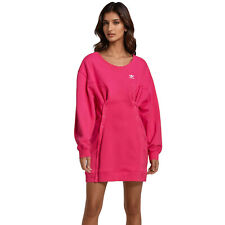 adidas Damen Originals Trefoil Sweater Dress wandelbar durch Druckknöpfe