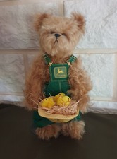 John Deere Mohair Teddybär  Sammlerteddy - Franklin Mint mit Kücken in der Mütze