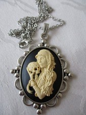 Gliederkette Metall - Gemme - Lady Skull - La Catrina - 3 D - Elfenbeinfarben