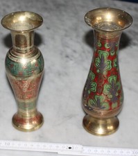 2 x messing vase ritz dekor alt metall verziert farbig top orient vintage deko