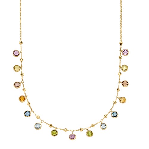 Goldkette mit farbsteinen - goldkette,