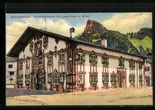 Oberammergau, Gemalte Häuser, Dr. Lang Haus m. Kofel, Ansichtskarte 