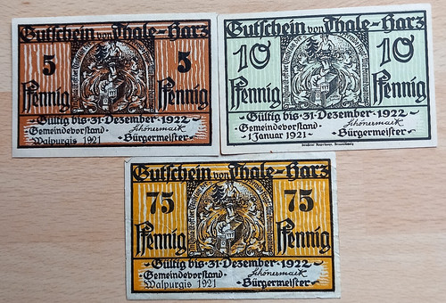 Notgeldscheine 10 75 - 3, 5,10,75