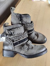 Mjus Leder Stiefelette Boots rockig Schnalle Glitzer Gr.36 NEU!