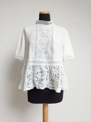 Weiße spitzen peplum - weiße,