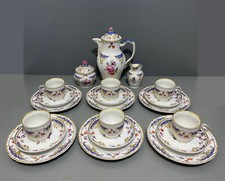 KPM Berlin Kaffee Service 21-tlg. Breslauer Stadtschloss Blumen Schuppen 1.Wahl