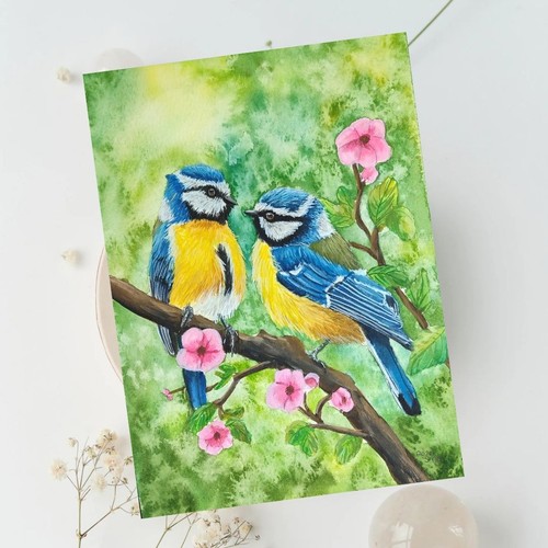 Blaumeise gemälde aquarell - gemälde,