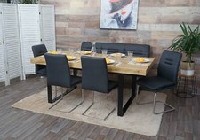 B-Ware Esszimmer-Set MCW-H70, Esszimmergruppe, Textil Edelstahl dunkelgrau 160cm