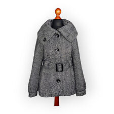 H&M Bouclé Jacke M 38 schwarz weiß Trenchcoat Kurzmantel Mantel Caban
