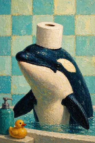 Lustiger orca badezimmer - orca,