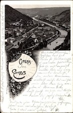 Litho Bad Ems im Rhein Lahn Kreis, Blick auf Stadt und Umgebung - 10160585