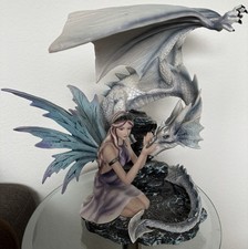 Elfen Figur Fee mit großen Drachen Fantasy 40cm *TOP* Handarbeit Italien*