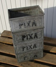 4x Lager Sichtbox Blech Box Metall Blechbox Groß 31x21cm Werkstatt Loft Vintage