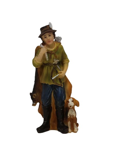 Krippenfigur jäger mit hund - krippenfigur,