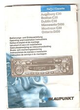 Betriebsanleitung Auto RADIO Blaupunkt Augsburg Boston Dublin Ontario C30 Au2000